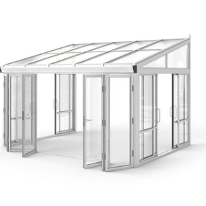 Brisas™ Bi-Fold Door Glass Sunroom & Solarium (White – 12 ft. Wide)