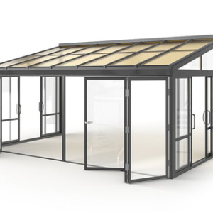 Brisas™ Bi-Fold Door Glass Sunroom & Solarium (Black – 16.7 ft. Wide)