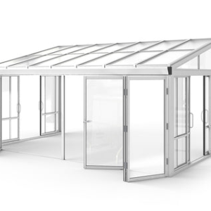 Brisas™ Bi-Fold Door Glass Sunroom & Solarium (White – 16.7 ft. Wide)