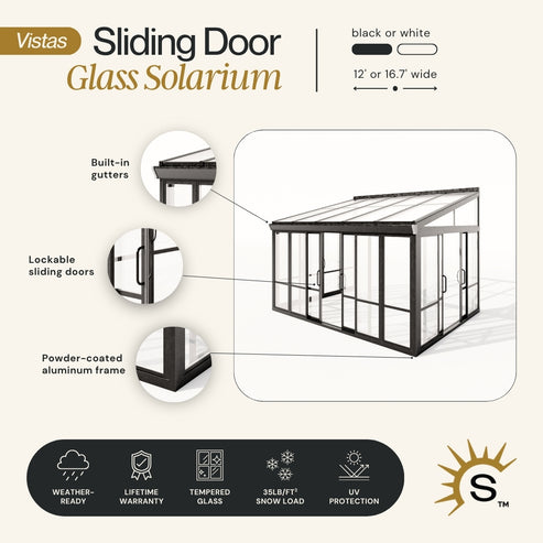 Vistas™ Sliding Door Glass Sunroom & Solarium (White – 12 ft. Wide) - Image 3