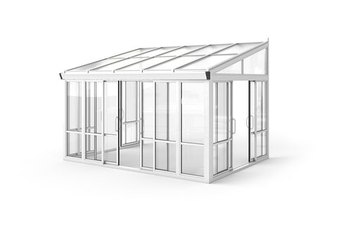 Vistas™ Sliding Door Glass Sunroom & Solarium (White – 12 ft. Wide)