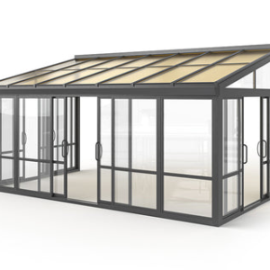 Vistas™ Sliding Door Glass Sunroom & Solarium (Black – 16.7 ft. Wide)