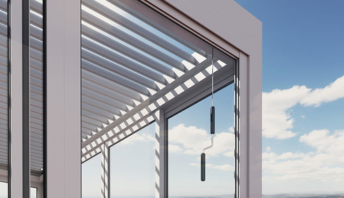 Cielos™ Panorámica 360° 4-Sided Glass Pergola with Louvered Roof – White 20′×10′ ft (6 Sliding Doors) - Image 5