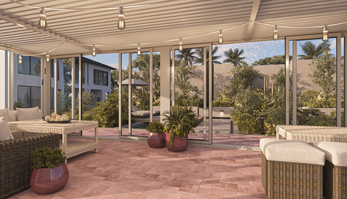 Cielos™ Panorámica 360° 4-Sided Glass Pergola with Louvered Roof – White 20′×10′ ft (6 Sliding Doors) - Image 11