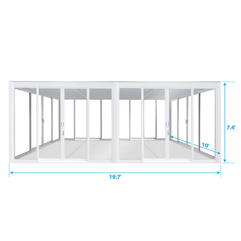Cielos™ Panorámica 360° 4-Sided Glass Pergola with Louvered Roof – White 20′×10′ ft (6 Sliding Doors) - Image 2