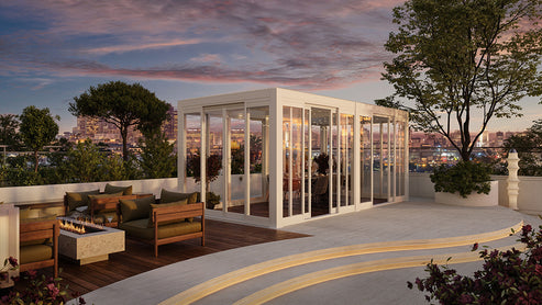 Cielos™ Panorámica 360° 4-Sided Glass Pergola with Louvered Roof – White 20′×10′ ft (6 Sliding Doors) - Image 8