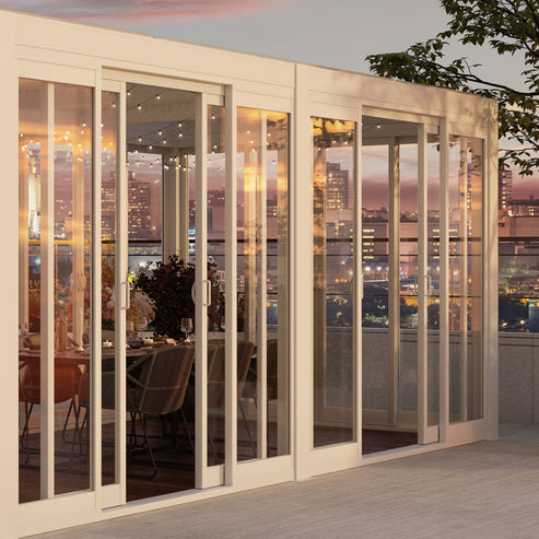 Cielos™ Panorámica 360° 4-Sided Glass Pergola with Louvered Roof – White 20′×10′ ft (6 Sliding Doors) - Image 9